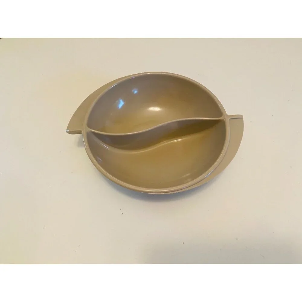Vintage Boonton Gray Divided Serving Bowl, Melmac Vegetable Serving Bowl, Boonto